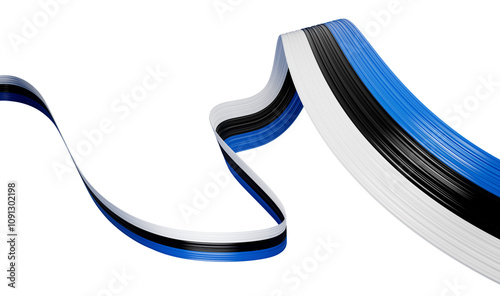 Estonia Flag Ribbon independence day banner 3d illustration. Estonian holiday 24th of February

