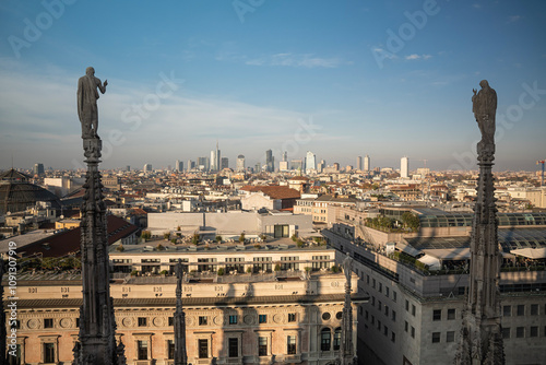 Obraz na płótnie panorama miasta Mediolanu w słoneczny dzień w salonie