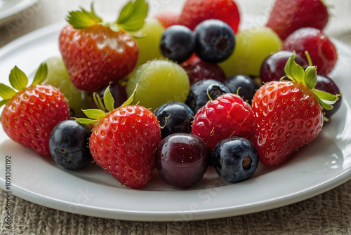 Three Fruit Freshness: Grapes, Strawberries and Cherries in Tempting Images