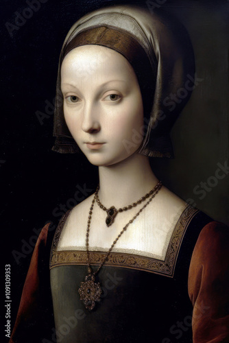 Woman Renaissance Painting Style Portrait