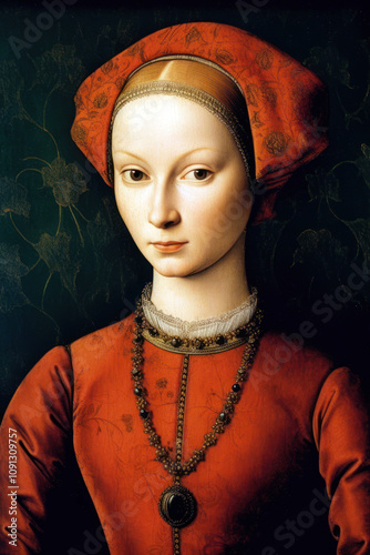 Woman Renaissance Painting Style Portrait