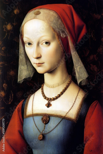 Woman Renaissance Painting Style Portrait