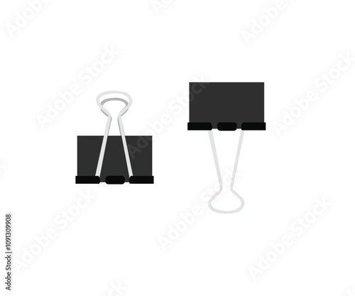 Black clips vector icon illustration. Paper clips flat icon on the white background.