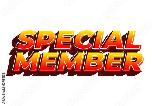 Special member. Text effect in modern colors with 3D effect look