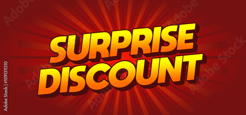 Surprise discount. Text effect in 3D look for banner or website header