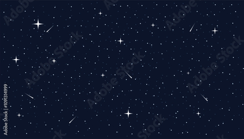 Stars night sky space seamless pattern. galaxy shiny stars background. night sky full of shining stars. best for fabrics and wallpapers