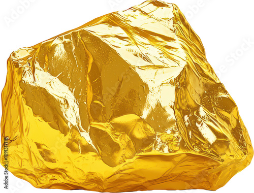 Shiny golden nugget on white background. photo