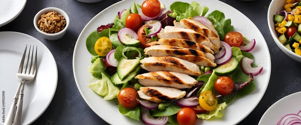 Grilled Chicken Salad: Healthy Meal, Fresh and Vibrant Grilled Chicken Salad: Healthy Meal, Fresh and Vibrant