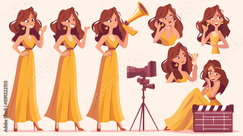 Glamorous Movie Star Woman: Trendy Young Girl Concept