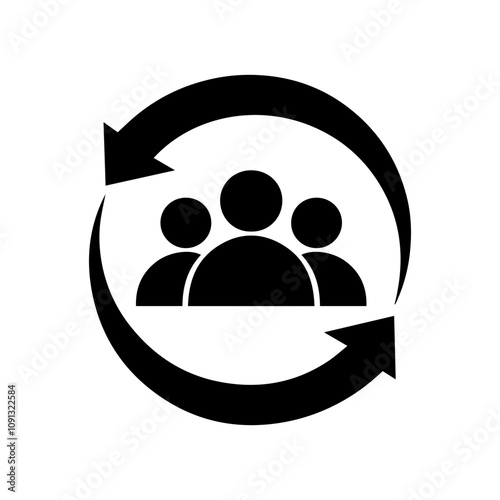 Customer icon. Customer Retention, Returning Clients Vector Glyph Icon, Solid Style. Return sign. Managed care. Customer relationship. Practice management