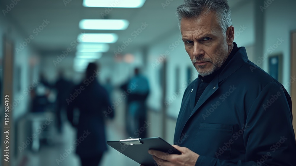 Obraz premium The Doctor in Hospital Corridor
