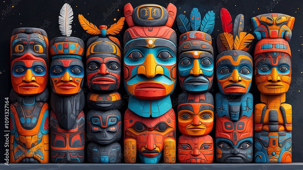 Northwest Coast Native Totem Poles Art Northwest Coast Native Totem Poles Art