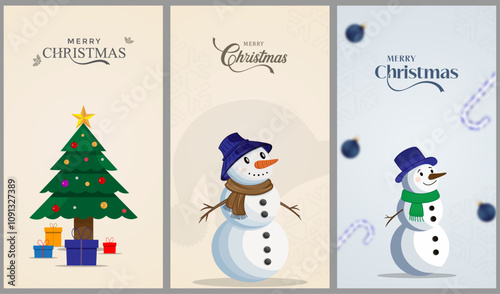Merry Christmas Card with Decorated Christmas Tree, Christmas  Story, Poster, Banner,  Christmas.