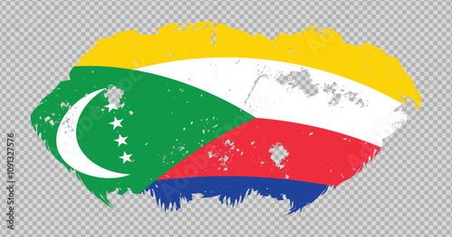 Comoros national flag with distressed stroke brush effect on isolated background