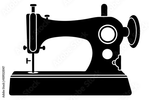 Stylish Seamstress Vector Black Icon Design for Chic Sewing Machine Precision Pintucks Elegant Vector Design for Black Sewing Machine.