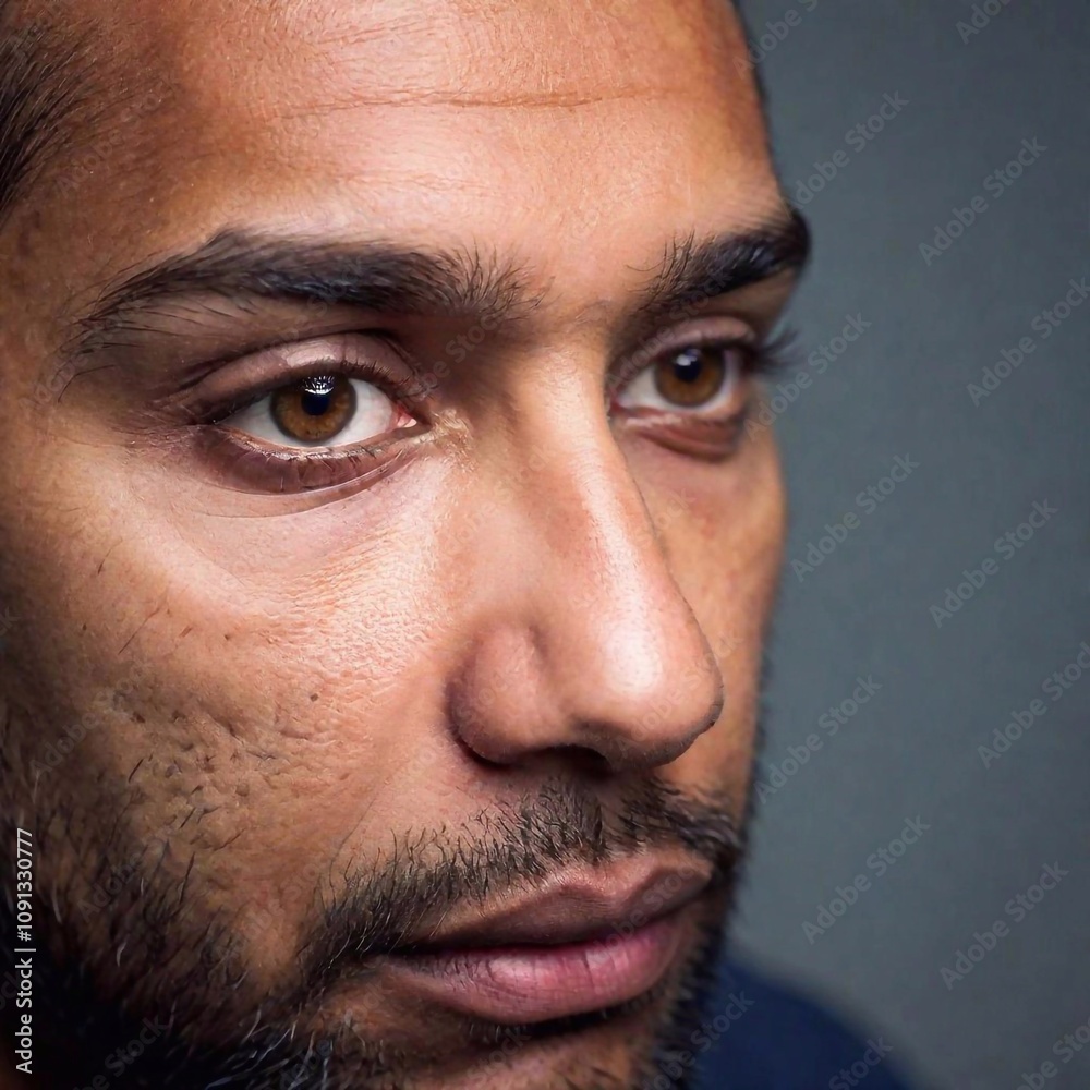 Obraz premium Extreme macro portrait of a computer support technicians, captured with soft focus and an eye-level perspective. Photo-realistic, very detailed, full 8k wide focus, portrait