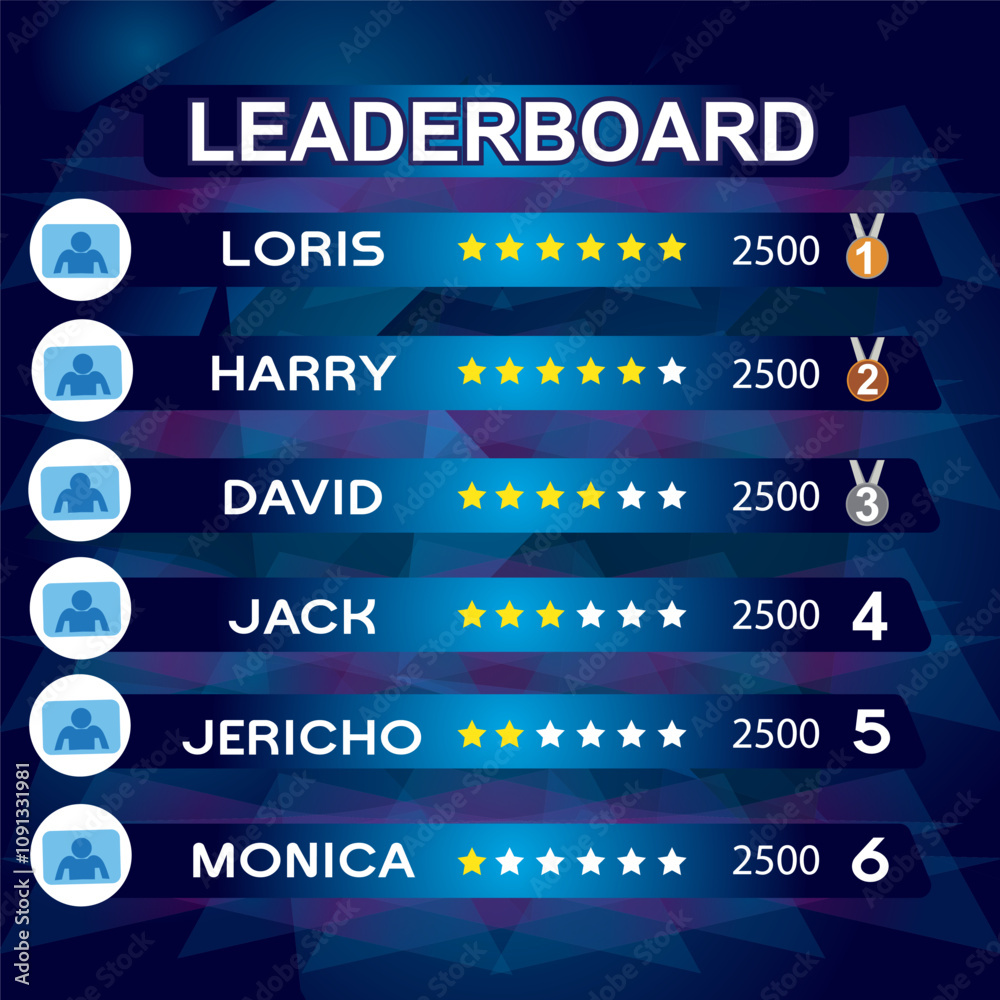 Obraz premium blue color game leaderboard with abstract background vector template