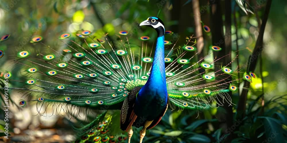 Majestic peacock displaying its feathers, 4K Video