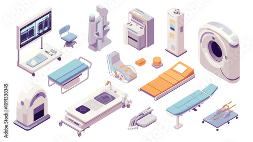 Isometric Medical Equipment Icon Set for Healthcare Professionals