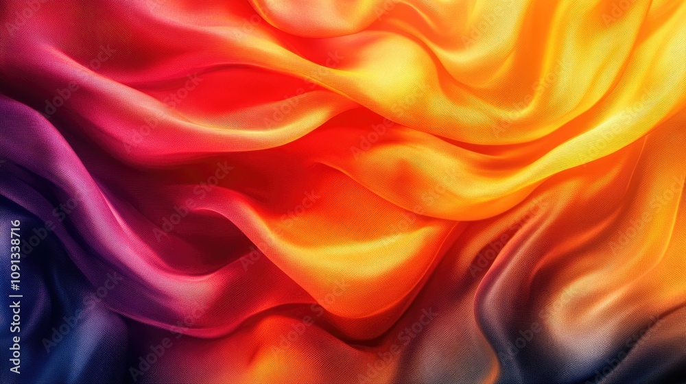 Obraz premium Vibrant flowing folds of silk in shades of red, orange, and yellow create a dynamic display of strength and resilience in a mesmerizing wave pattern.
