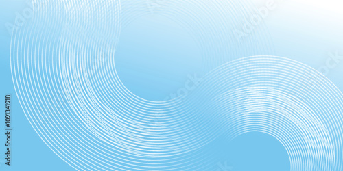 Abstract minimalist banner background, pastel colorful, blue and white gradations. Circle effect style geometric simple art