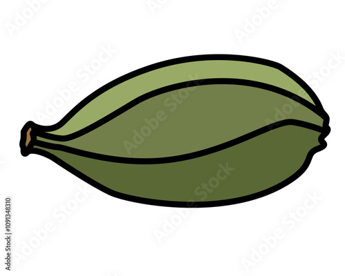 Cardamom pod with seeds, spices - vector full color picture. Cardamom aromatic spice for cooking silhouette for icon or sign.	