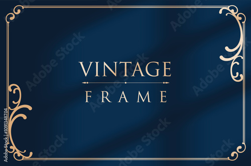 Luxury gold photo frame with corner frame for picture.