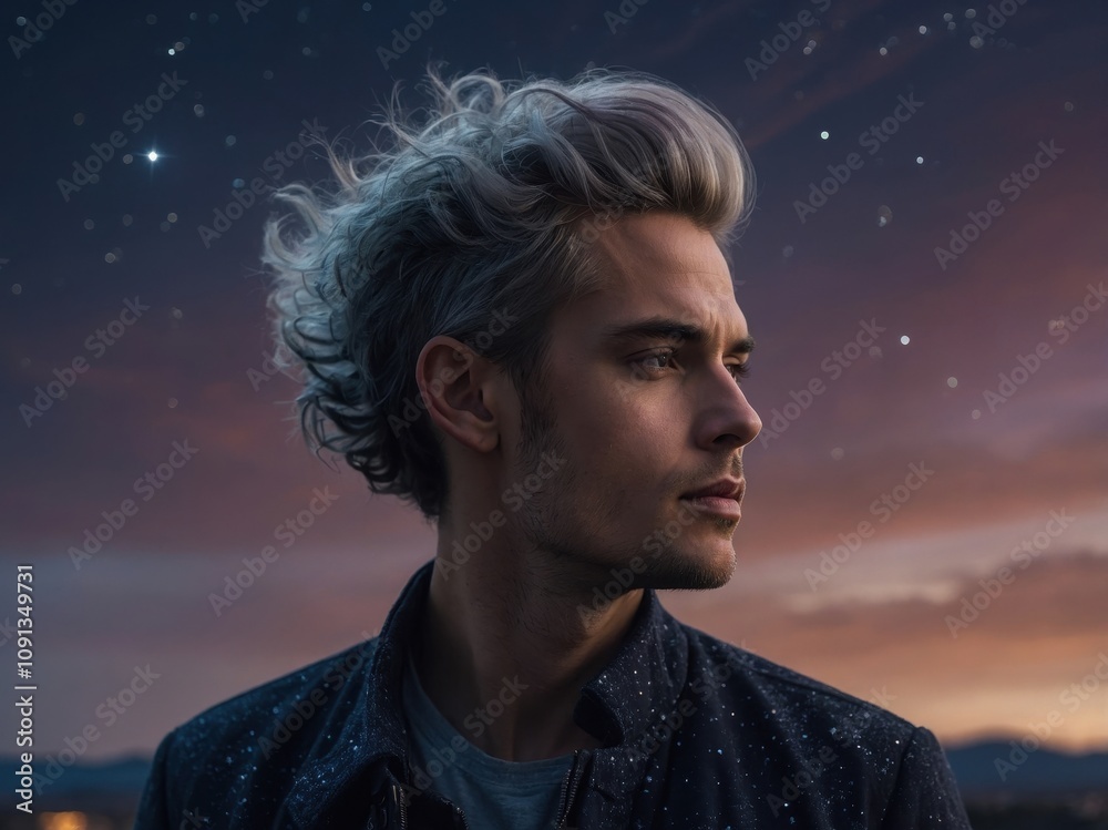A man with bleached hair, capturing their unique style and personality with vivid detail and a confident expression A man with bleached hair, capturing their unique style and personality with vivid detail and a confident expression