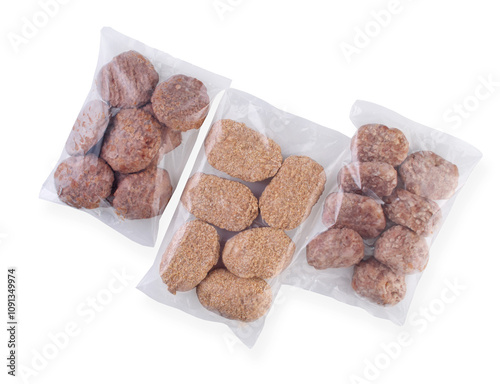 Meatballs in a package on a white background