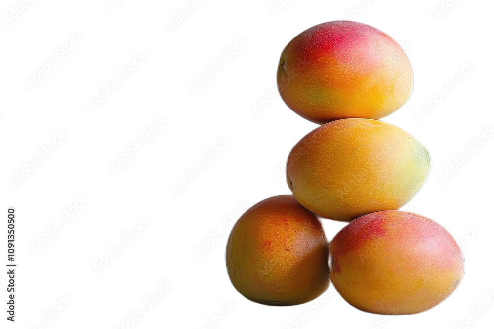 Freshly Harvested Mangoes Stacked Aesthetically, Showcasing Their Rich Color and Natural Texture with a Clean Background for Food Photography