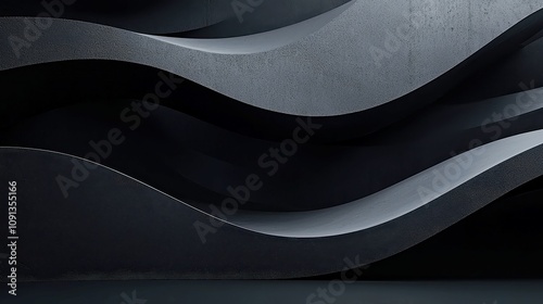 Elegant black gradient backdrop, deep grey studio ambiance, ideal for showcasing products, versatile for backgrounds or wallpapers, creates a sophisticated atmosphere.