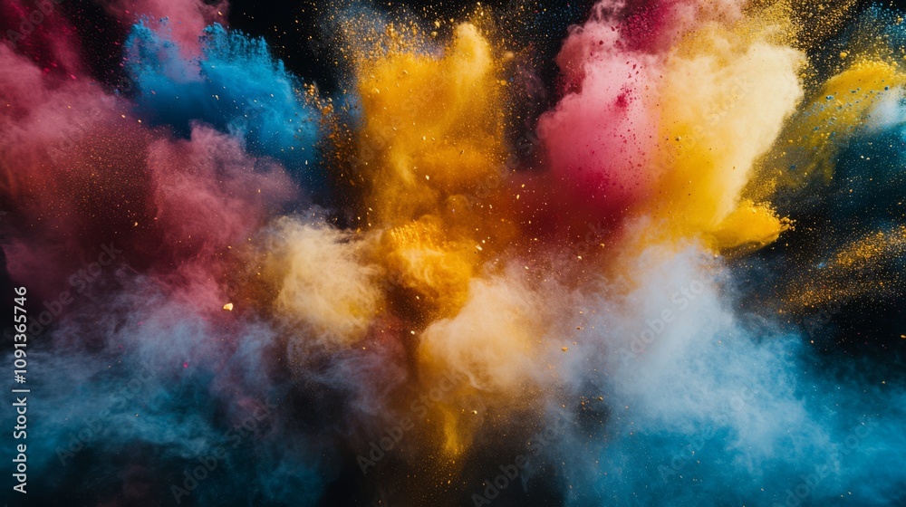 Fototapeta premium Color Explosion with Vibrant Rainbow Powder