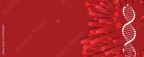 Futuristic human face with a DNA structure background
