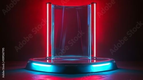 3d rendering empty abstract futurustic podium stage with lights photo