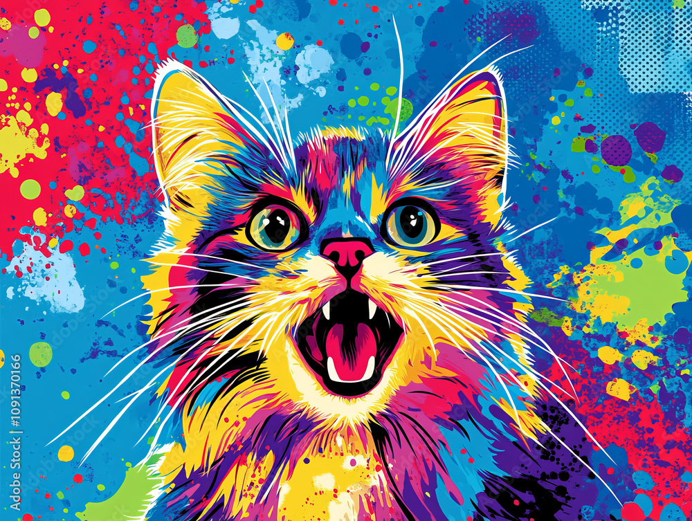 Fototapeta premium Cat in vibrant pop art