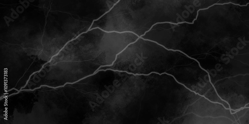 Dark cloud at sky with light thunder bolt. Marble texture pattern background, wall grunge texture. Fork lightning striking down during summer storm. Heavy storm bringing thunder, lightnings and rain./