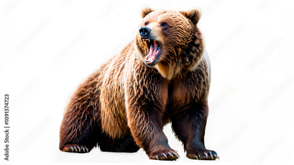 Obraz premium Growling bear on transparent background 