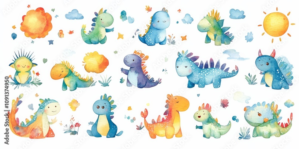 Obraz premium Charming watercolor creatures ideal for design inspiration and creativity.