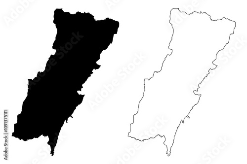 Mount Lebanon Governorate (Lebanese Republic, Governorates of Lebanon) map vector illustration, scribble sketch Mount Lebanon map