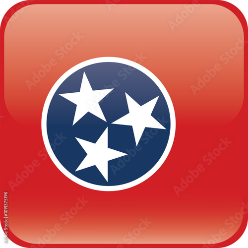 Square shaped printable vector flag of the United States of America federal state of TENNESSEE