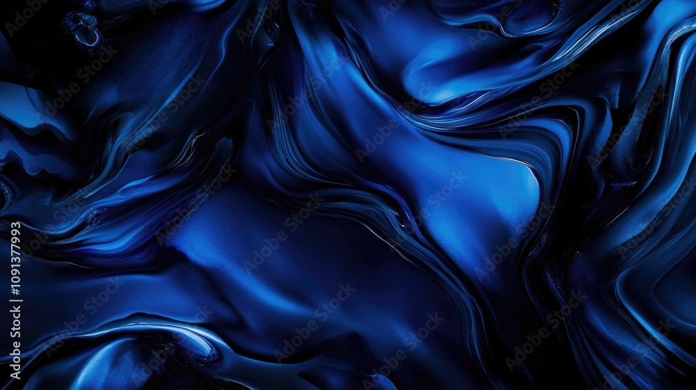 Fototapeta premium Vibrant deep blue abstract watercolor texture with smooth flowing patterns, ideal for creative projects and promotional designs.
