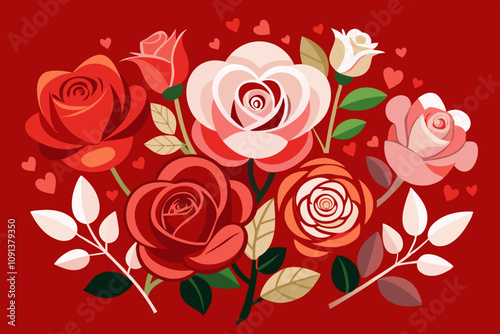 Valentine's Day Cards with Red Rose Backgrounds photo