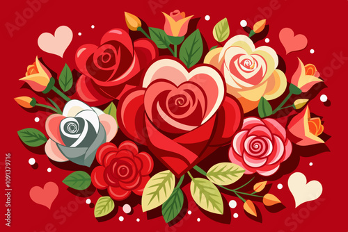 Valentine's Day Cards with Red Rose Backgrounds photo