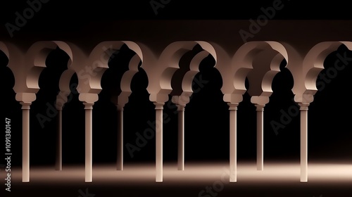 Elegant Architectural Arches and Pillars in Dark Setting photo