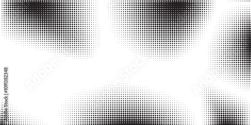 Grunge halftone gradient background. Faded grit noise texture. White and black sand wallpaper. Retro pixelated backdrop. Anime or manga style comic