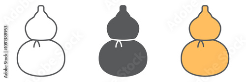Gourd calabash line icon collection, chinese bottle and drink, calabash vector icon set, vector graphics, editable stroke outline sign, eps 10
