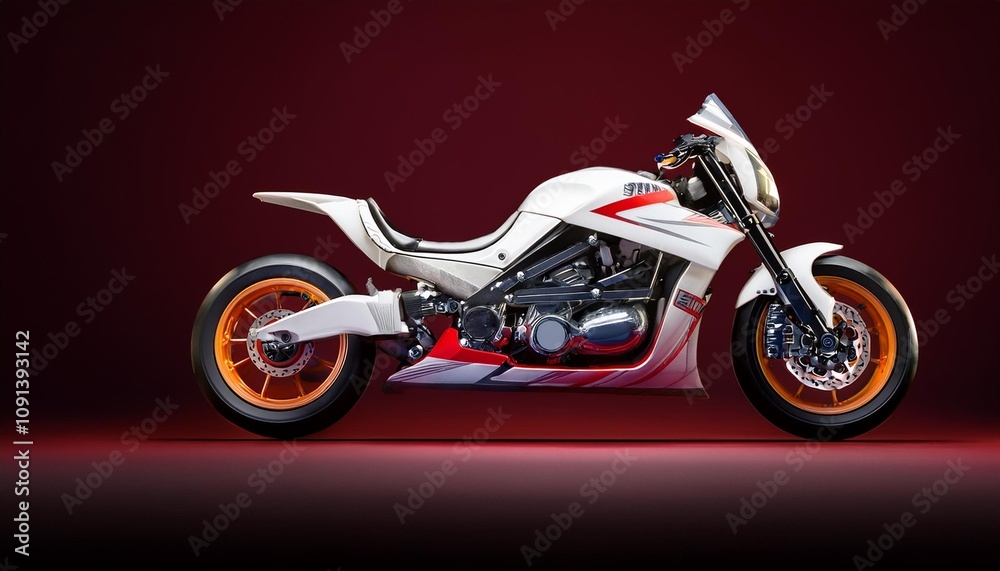 Obraz premium red motorcycle on black background