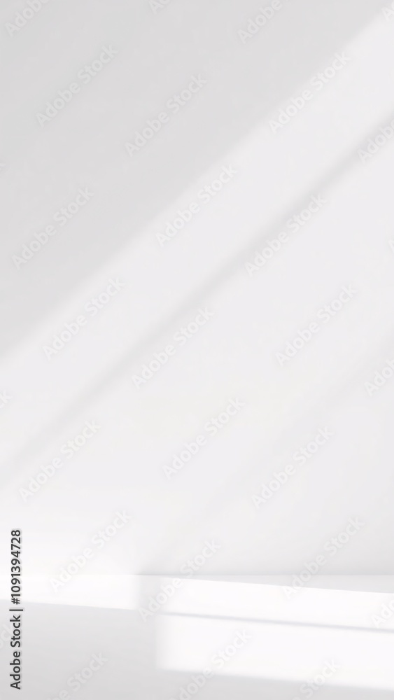 Minimalist white wall with sunlight shadows and subtle baseboard. Minimalist white wall with sunlight shadows and subtle baseboard.