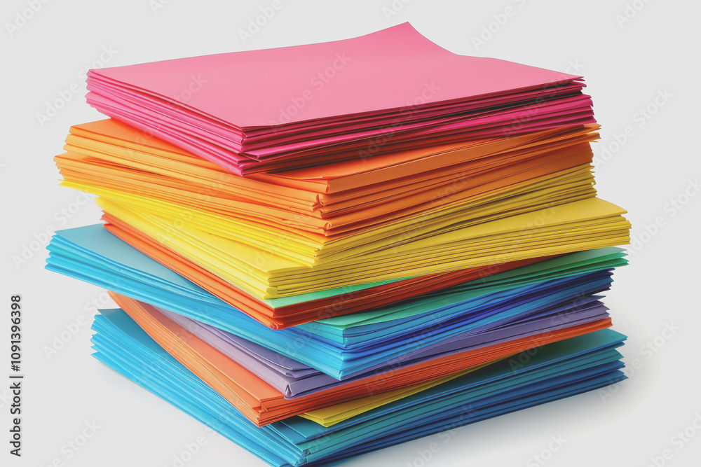 Colorful sticky notes neatly stacked on a white background. Colorful sticky notes neatly stacked on a white background.