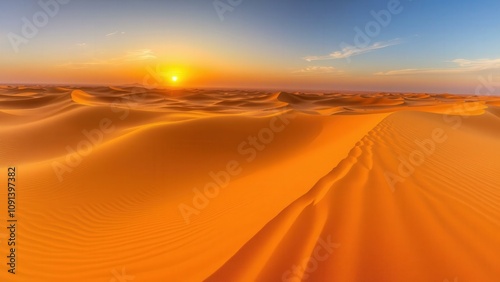 Captivating Sunset Over Golden Dunes: Desert Serenity for Wall Art and Home Decor photo